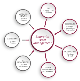 Schematische Darstellung des unternehmensübergreifenden Ansatzes des Enterprise Asset Managements